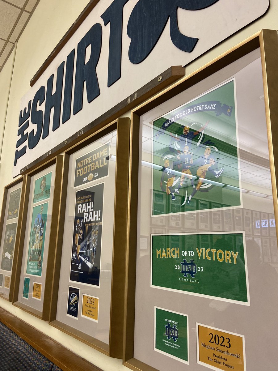 Proud to display the 2023 Shirt in LaFortune! Congrats to all members of <a href="/theshirtND/">The Shirt ND</a>!! #WeAreND ☘️