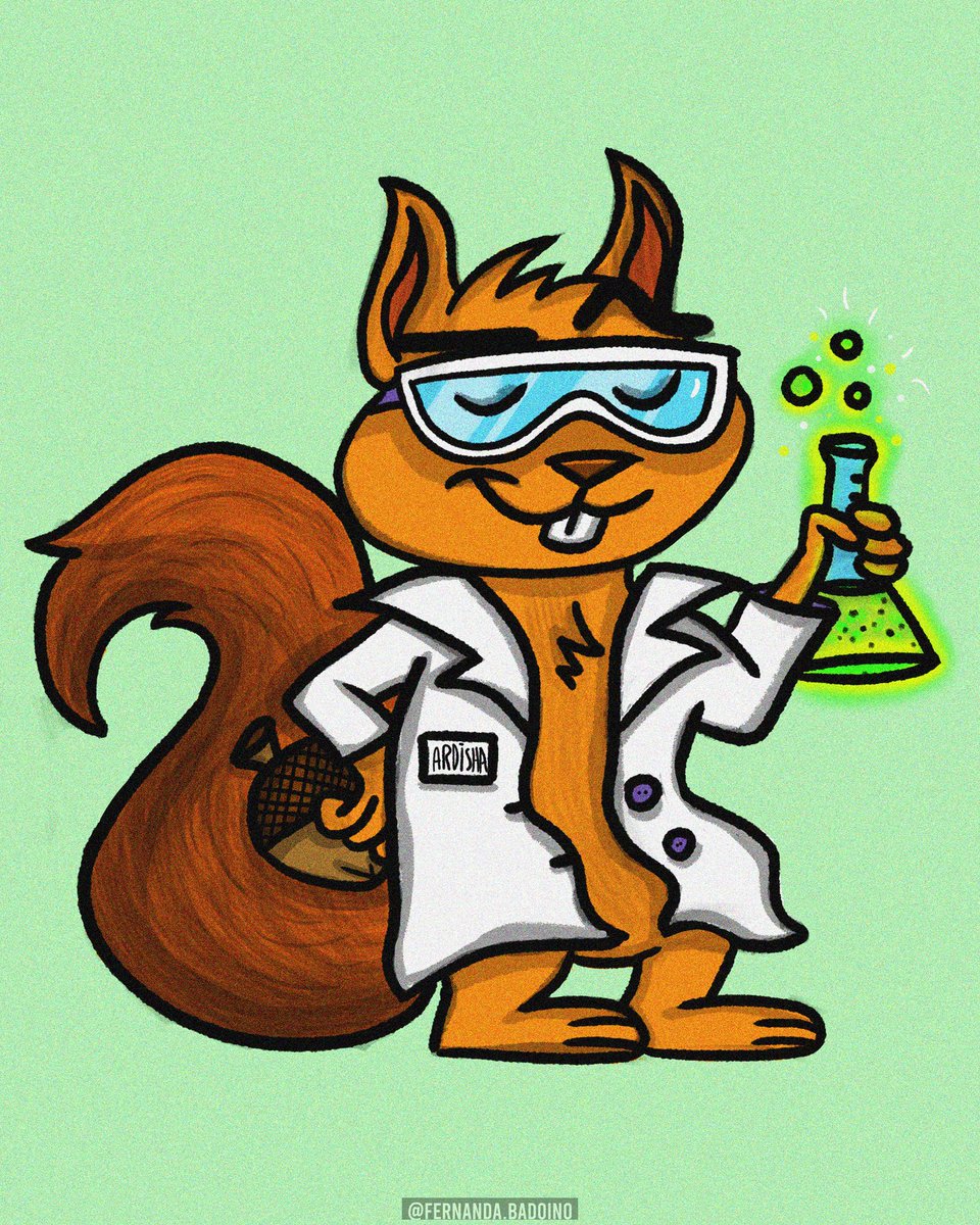 FernandaBadoino's tweet photo. Una ardisha científica 🧪🐿️ para un buen amigo de tierras Argentinas. 💙📩
. 
. 
. 
---
#illustration #digitalart #squirrel #scientist #wacom #cartoon #ilustración #artedigital #ardilla #potion #radioactive #science #slowly #stamp #fernandabadoino https://t.co/WYxoQ39rv3