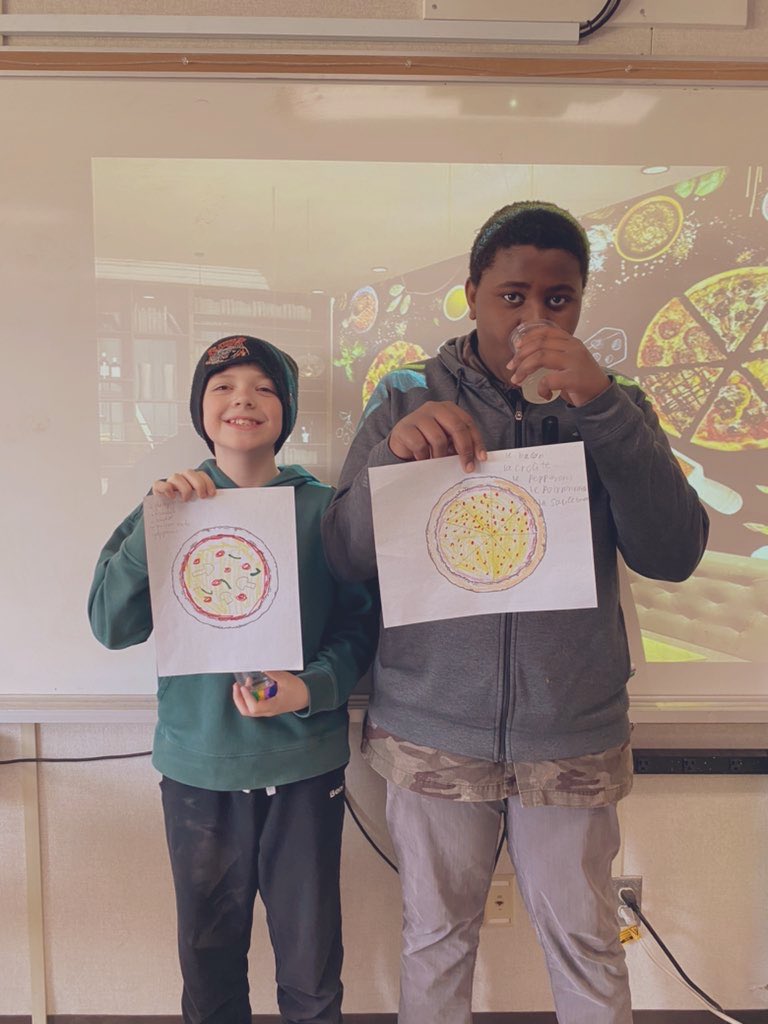 MmeCarsonN's tweet photo. For fun Friday today, we ordered pizza from each other in French and we enjoyed a refreshing glass of lemonade with it! @HolyTrinityOCSB @ocsbBonjour https://t.co/3RqUJscHgR