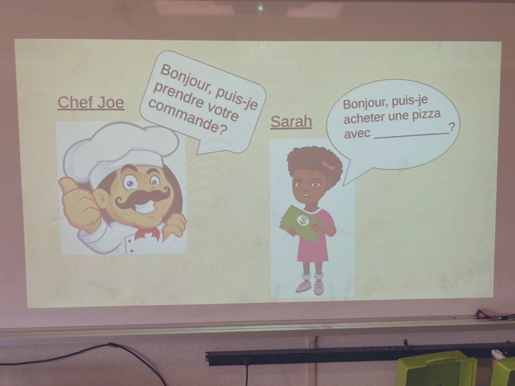 MmeCarsonN's tweet photo. For fun Friday today, we ordered pizza from each other in French and we enjoyed a refreshing glass of lemonade with it! @HolyTrinityOCSB @ocsbBonjour https://t.co/3RqUJscHgR