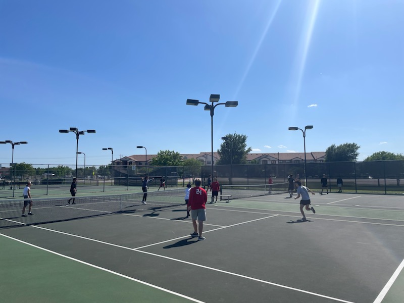 burlmensoccer's tweet photo. Thanks to Coach Godfrey and @BHSTennis00 for allowing a few soccer players on the court for our Friday competition. #CompetitiveCulture https://t.co/Scxtv3oHyk