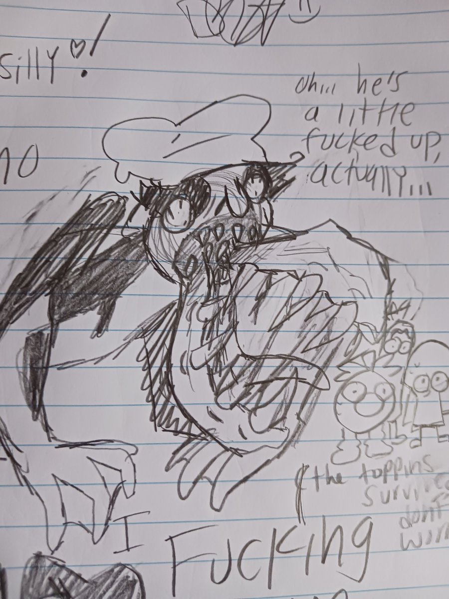 DragonGamerBME's tweet photo. School Doodle Dump (TW BODY HORROR, VENT ART AND EMETOPHOBIA) #pizzatower #pizzatoweroc #twemetophobia #twvent #fakepeppino #bodyhorror https://t.co/Hnt6YRIKjc