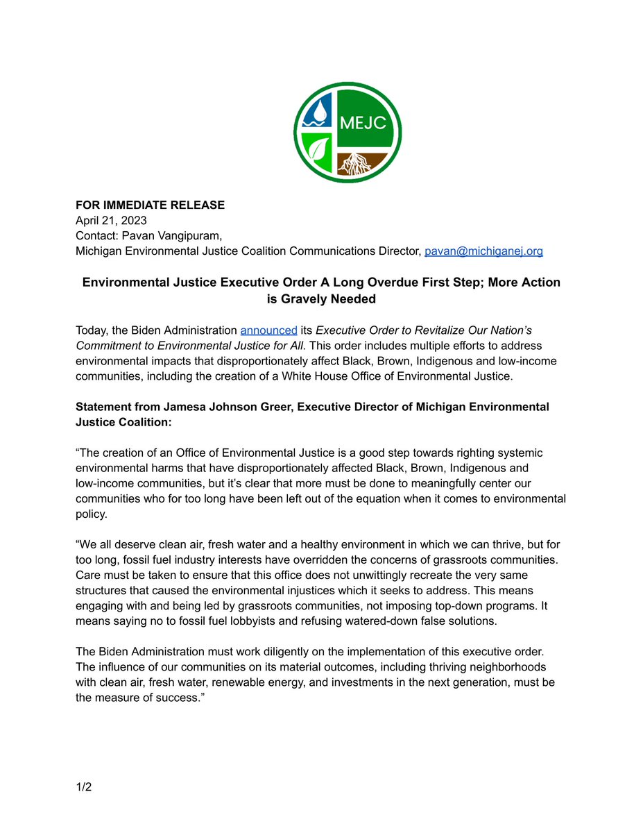 Michigan Environmental Justice Coalition tweet media