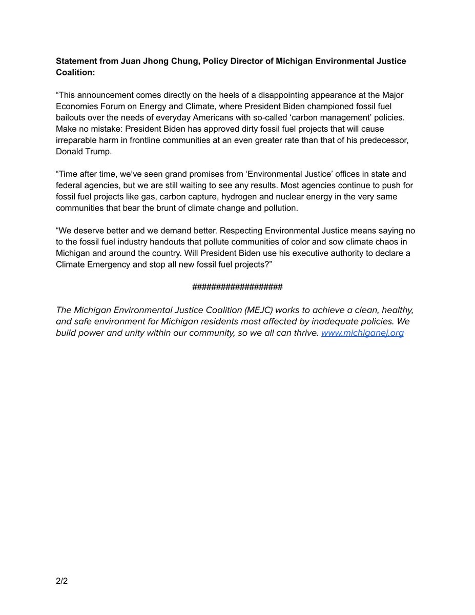 Michigan Environmental Justice Coalition tweet media