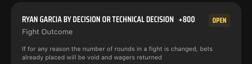 DodgeballFran's tweet photo. 🥊Fran's Fight Corner🥊
👑King Ryan Garcia by decision👨🏻⚖️
👉+800 @ Betway & #DraftKings
🧮+48% EV, +508 Fair Value
👧6u full Kelly
🆓131.6% xfbc
Not touching the FanDuel boxing boost.
#EVTwitter #GamblingTwitter https://t.co/CLbhYWYY3z