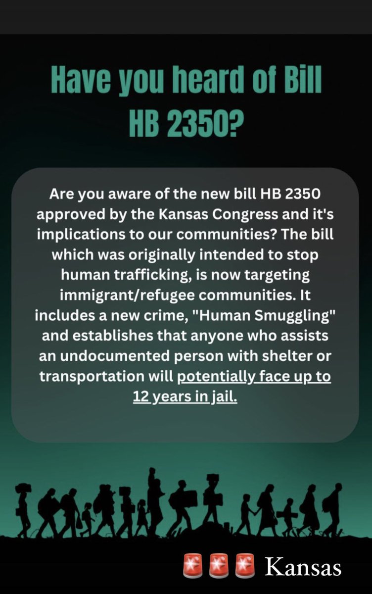 theisidromarino's tweet photo. URGENT CALL TO ACTION: 
Please contact your state legislators and the governor @GovLauraKelly to veto HB 2350. Let’s show support for immigrants and their community by vetoing HB 2350. #immigration #ksleg https://t.co/vay7t117SE