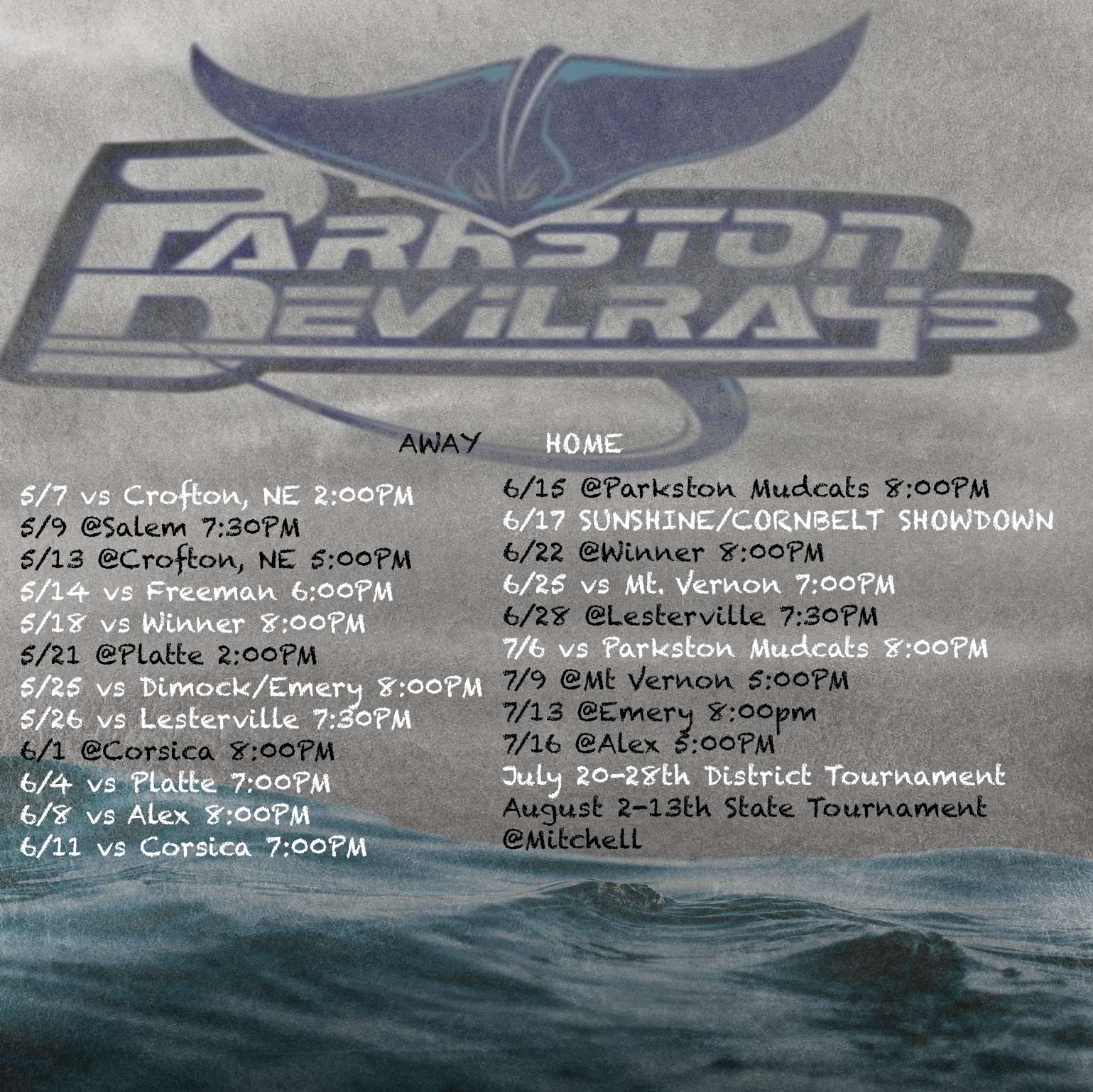 Parkston Devil Rays Baseball on Twitter "2023 Schedule! Just a little