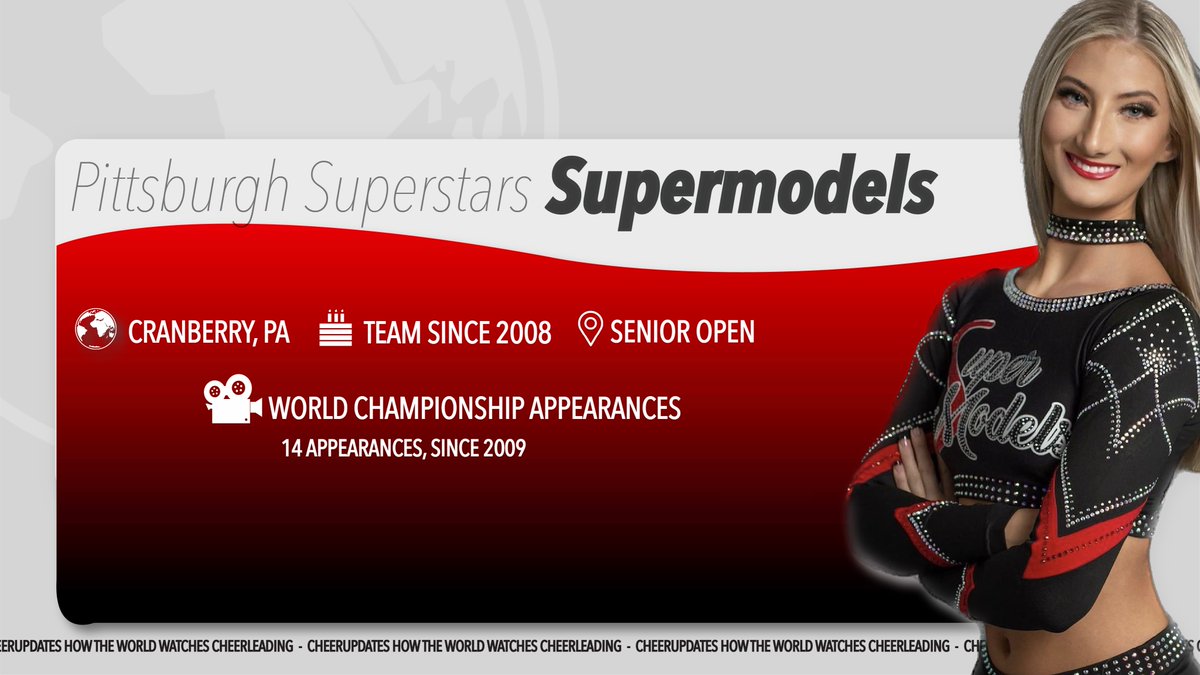Happening Soon
In the Field House at #CheerWorlds2023 🌎

From Cranberry, PA the Supermodels from Pittsburgh Superstars looks to earn their first World Title at an in-person World Championship Event.

Prior to March 2023, the team competed in International Open All Girl.