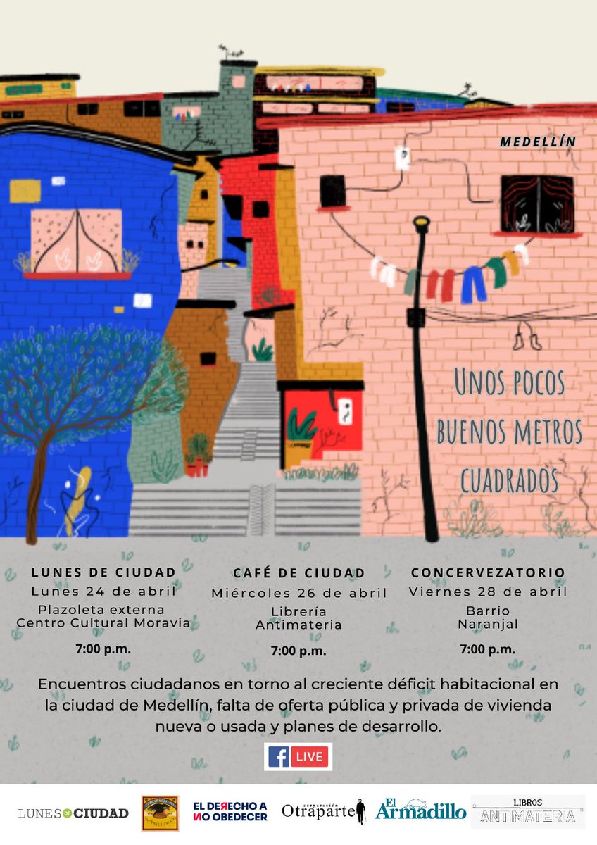 LunesdeCiudad's tweet image. "Qué el arriendo muy costoso", "quién alquila así sea una pieza", "me ofrecieron por la casa pago en dólares o euros", "para dónde se irá quien ya no puede vivir aquí".

Participa de este ciclo de 3 conversaciones sobre la problemática de vivienda que está afrontando la ciudad.