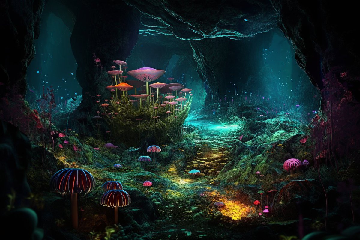 aiwolfpack's tweet photo. Monthly Challenge: subterranean terrain::worlds within worlds

This is an interesting one. I'm enjoying playing around with it. #midjourney #AIART #DiscoveryArtists #aicomp #mushrooms #crazylights https://t.co/8osKRs5zOt