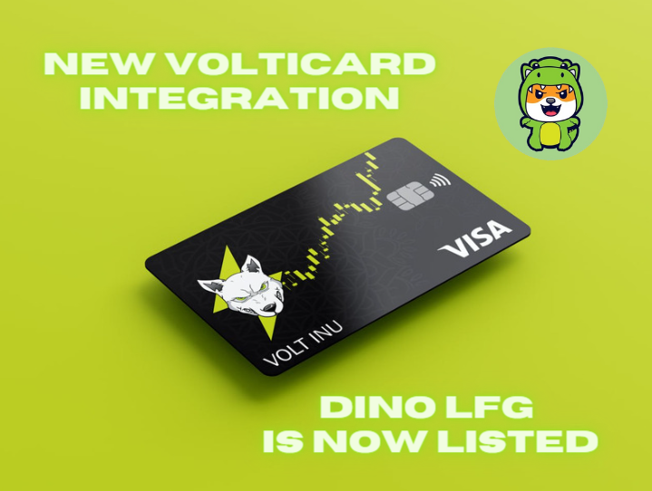 VoltInuOfficial's tweet photo. Volted to announce that the @DinoLFG token has been integrated in the #VOLTICARD ⚡

This allows $DINO holders to spend their tokens on real world purchases by topping up their virtual or physical #VOLTICARD with it 🦖

👉 https://t.co/uOSeMw5Ptq https://t.co/SboFhK7SgD