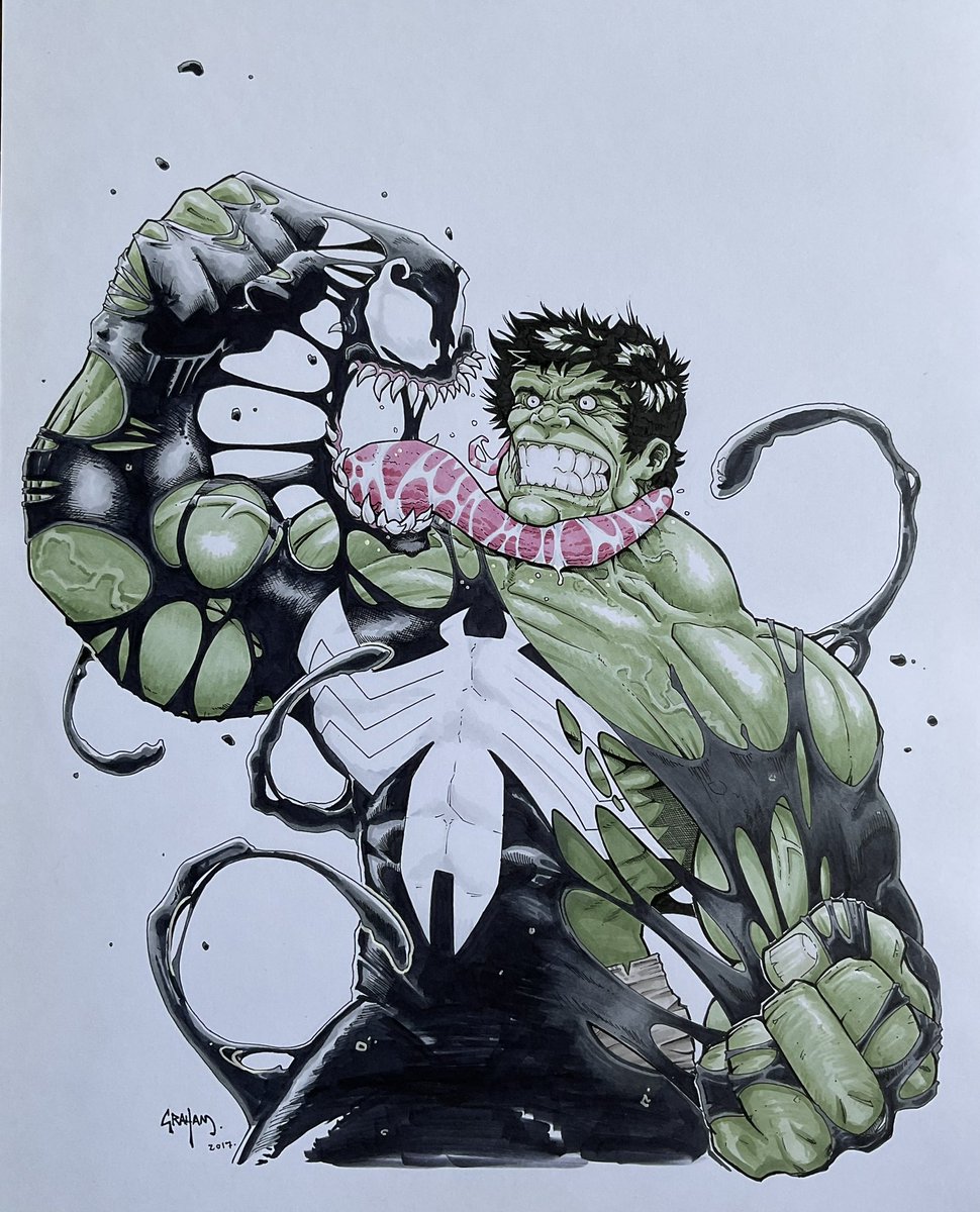 Old HULK vs. VENOM doodle.  #theincrediblehulk #Hulk #venom #marvel #marvelcomics #hulkfans #fanart #hulksmash #Avengers #comicbooks #comicart #hulkrules @allthingshulk @HulkMoments