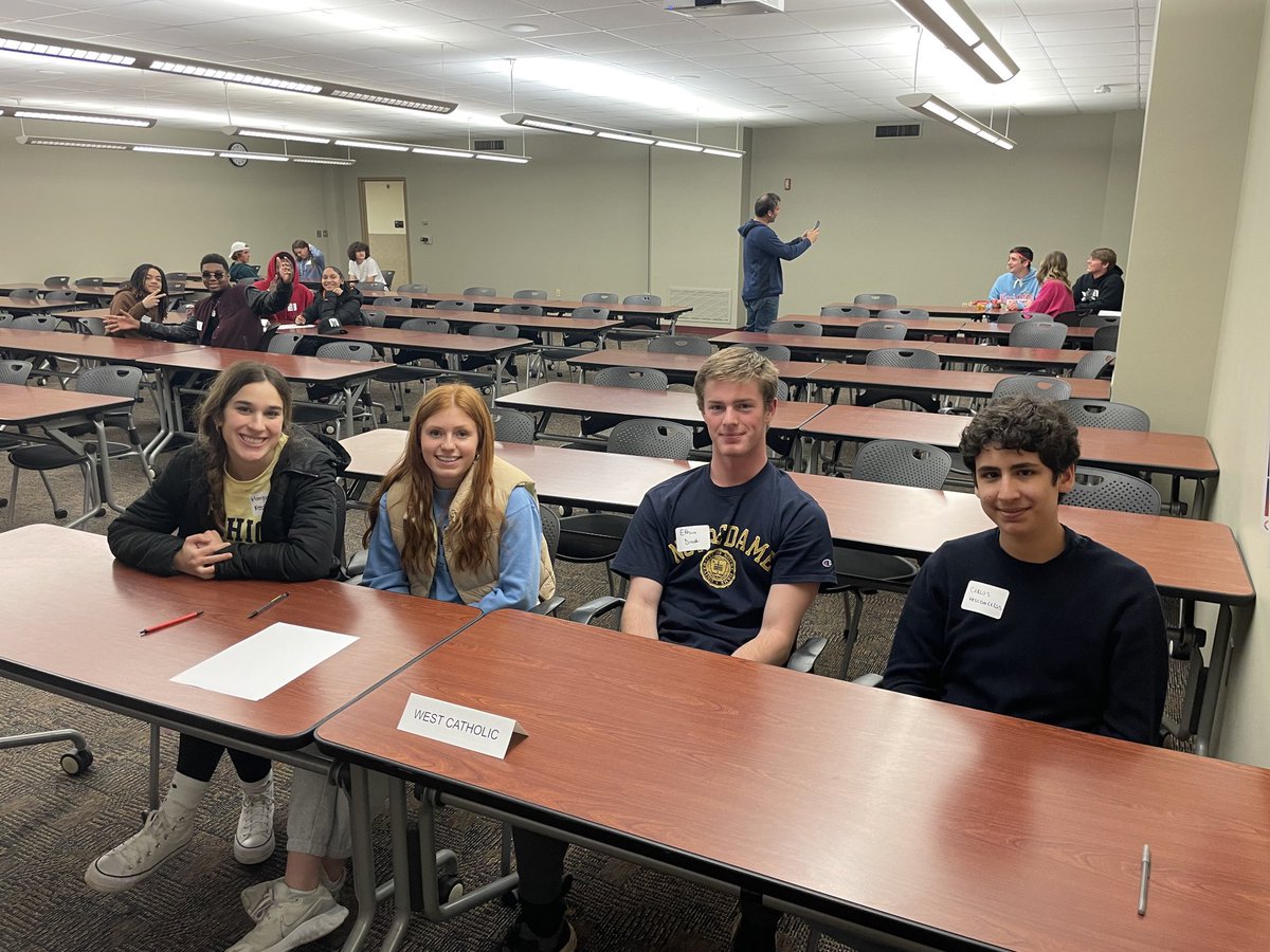 A team of my AP Economics students from ⁦<a href="/GRWestCatholic/">West Catholic High School</a>⁩ travelled to Ferris State University today to compete in the inaugural Economics Showdown. They demonstrated lots of knowledge in four different rounds of competition and earned a 2nd place finish. Congratulations!