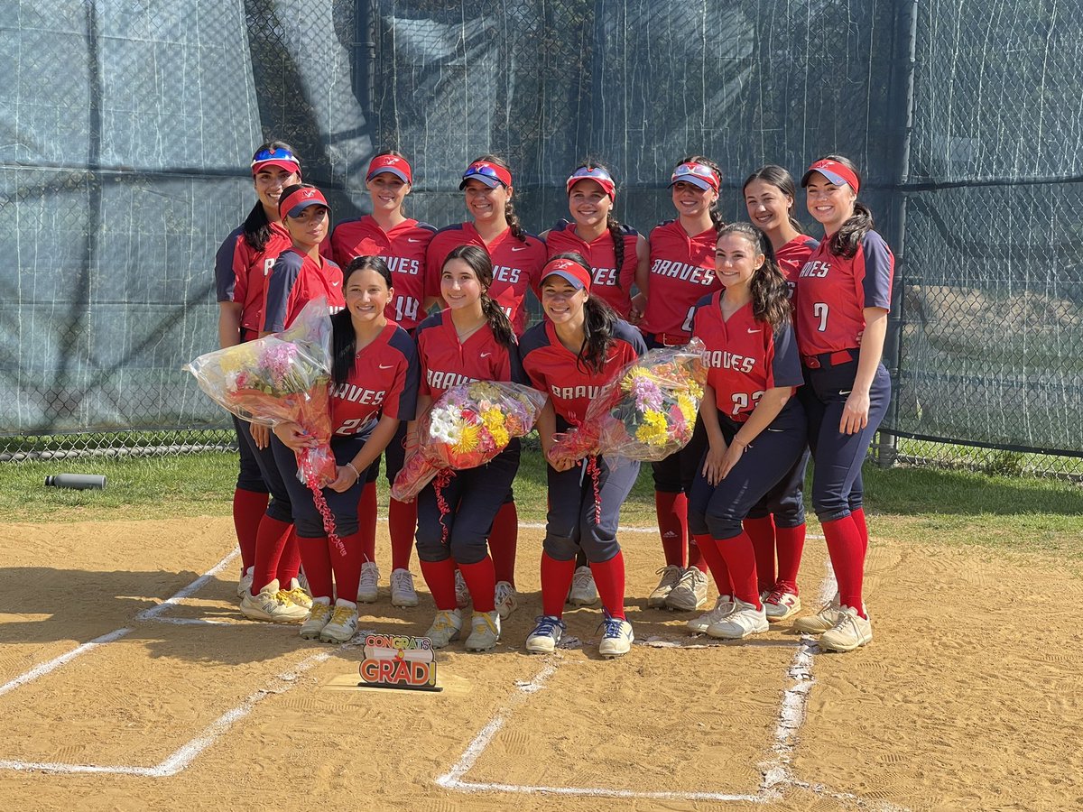 MHSBravesSB's tweet photo. Senior Night the Lady Braves take another win!! 
13-0 against Long Branch!! Congrats to our Seniors, Rylee Hode, Emma Reel, and Brianna O’Keefe!! 

And a special shout out to our pitcher, Rosie Mager pitching a #nohitter !!! 🥎 https://t.co/Or5U4WtEF8