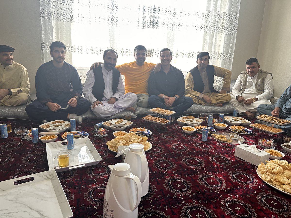 PowersLead's tweet photo. Wishing all who celebrate a very happy Eid al-Fitr. I was fortunate to celebrate with my Afghan family in Texas, the Tanins. I was honored to share their culture, food, and presence for the day. It was a true surprise when General Dawlat Khan Zadran joined us to celebrate. https://t.co/73rCxFUuLF