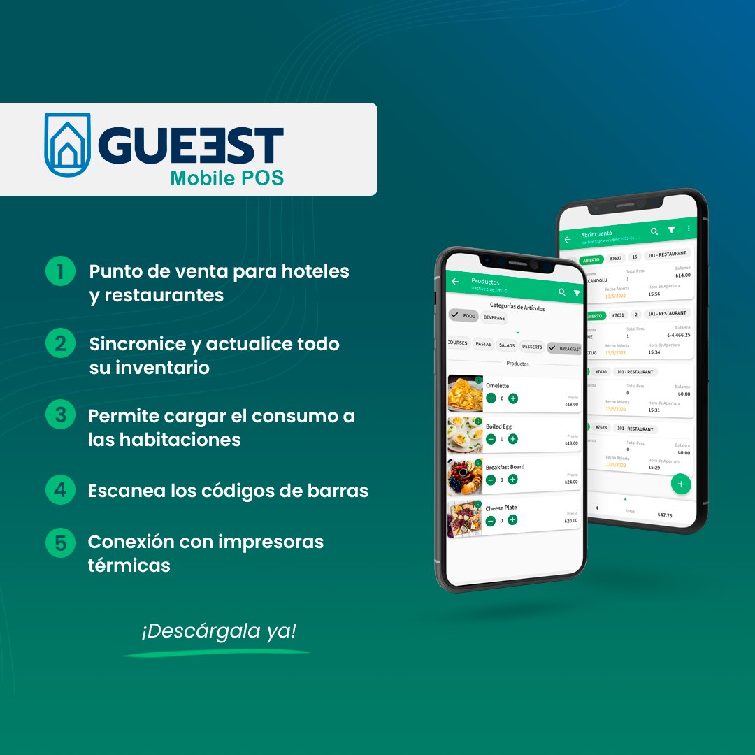 GUEEST Mobile POS - Nuestra aplicación para Puntos de Venta fácil de usar, intuitiva y diseñada para hoteles y/o restaurantes integrada por completo a nuestra plataforma: 
hotech.app/aLvmK267

#PuntoDeVenta #Gueest #softwarepms