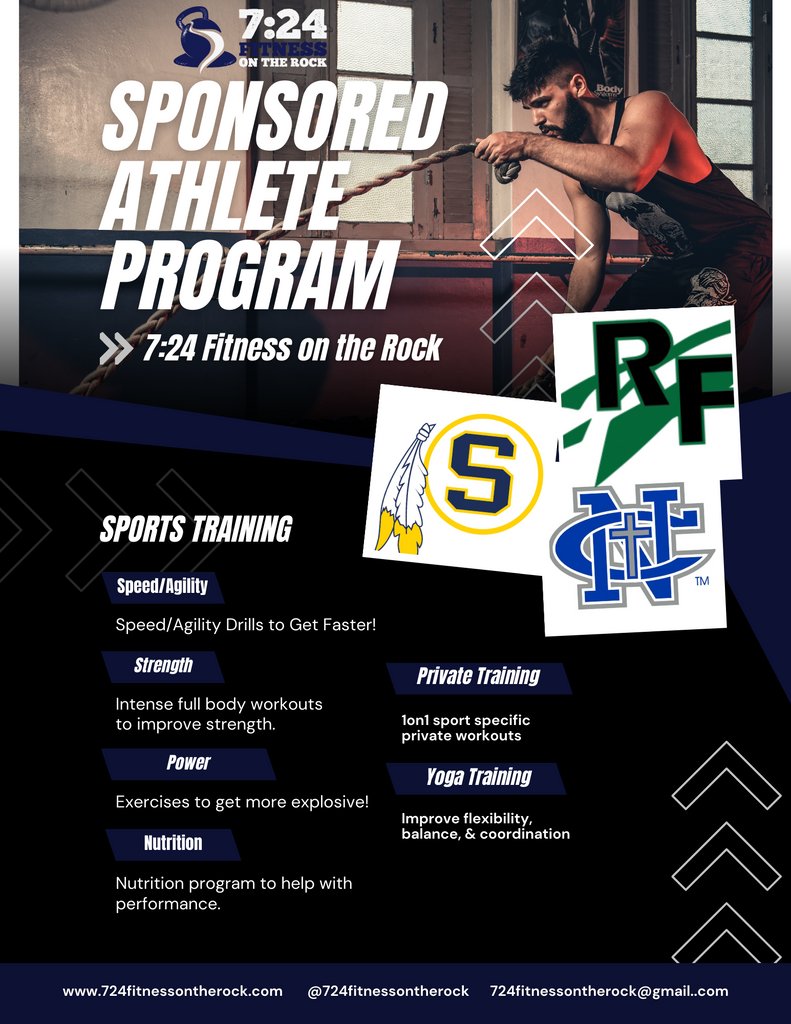 724FitOnTheRock's tweet photo. 7:24 Fitness on the Rock is looking for two local High School athletes, one male and one female, to be a part of our new sponsored athlete program for the summer of 2023. 

Interested athletes can email Nick at 724fitnessontherock@gmail.com with why you'd be a good fit. https://t.co/x8TsUeI7ke