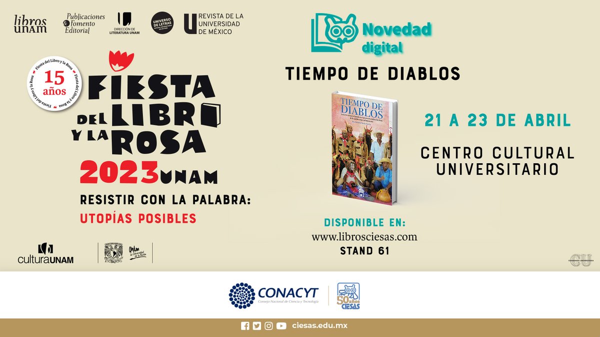 ciesas's tweet photo. #NovedadDigital 🤳
¿Estabas buscando la versión electrónica del libro #TiemposDeDiablos, de @AmandaItza?
Ya lo puedes adquirir en https://t.co/ann92YL4q7
Y si lo quieres impreso, lo encuentras en el stand 61 de la Fiesta del Libro y de la Rosa, en #CU. 🌹📚 https://t.co/dWFOUQ3IEF