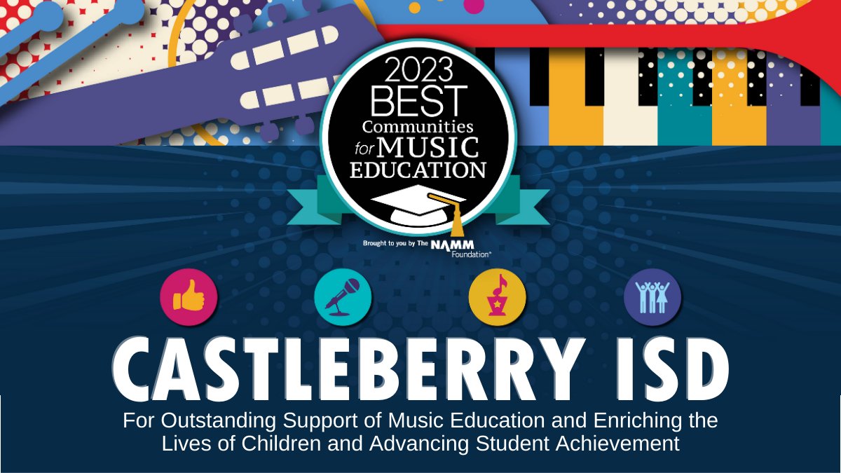 🎉🎵BREAKING NEWS!🎵🎉

#castleberryisd has been named one of the  #BestCommunitiesforMusicEducation for the 1st time ever! This is a HUGE achievement for students, teachers, administrators, and community. Congratulations, <a href="/CastleberryArts/">Castleberry Fine Arts</a>! 🤩🎵

castleberryisd.net/news/22-23news…