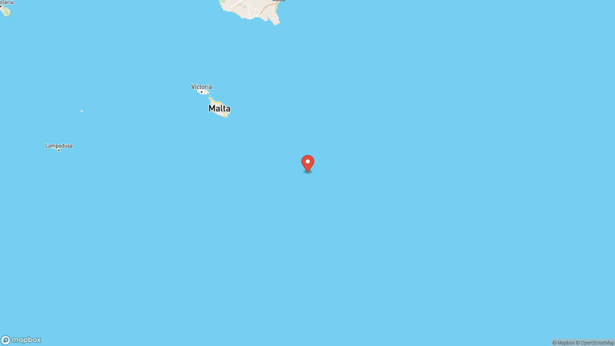 QuakeAlerts's tweet photo. A magnitude 5 earthquake took place in the Central Mediterranean Sea at 22:19 UTC (8 minutes ago). The depth was 10km and was reported by EMSC. #earthquake #earthquakes #Marsaskala #Malta https://t.co/KjPgUiJfGa
