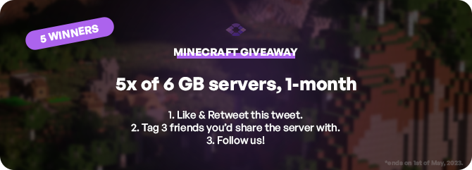BlinkohHost's tweet photo. 🎉 GIVEAWAY ALERT 🎉It's time for a #MinecraftGiveaway!

There's going to be a total of #5Winners and each one of them will get a free month of 6 GB server hosting! To enter, read the instructions on image!

🚸Join our discord server @ https://t.co/pdccnA9yvp

#giveaway #contest https://t.co/FuKDktNwZK