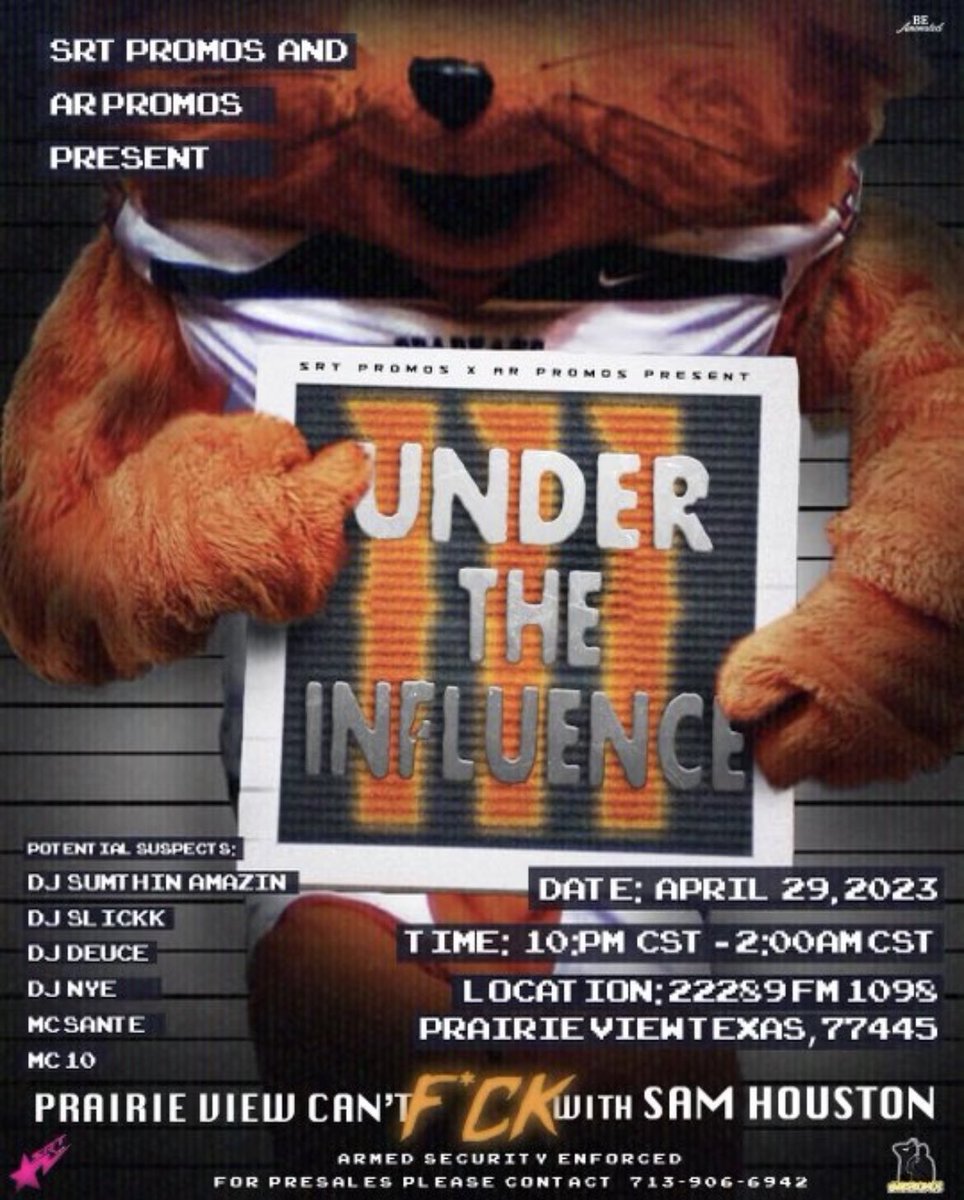 tharealdmills's tweet image. so we starting off with #TopsOff💦 for a cool lil $2Tuesday then,
#UIDARTY is the pregame for #UnderTheInfluence3 in PV
annd i believe the prodigies gon be full of that punch on a trailer for the #UltimateTrailRide 🐎

#ShsuSpringfest2k23 we spinning like a top🥳🥳