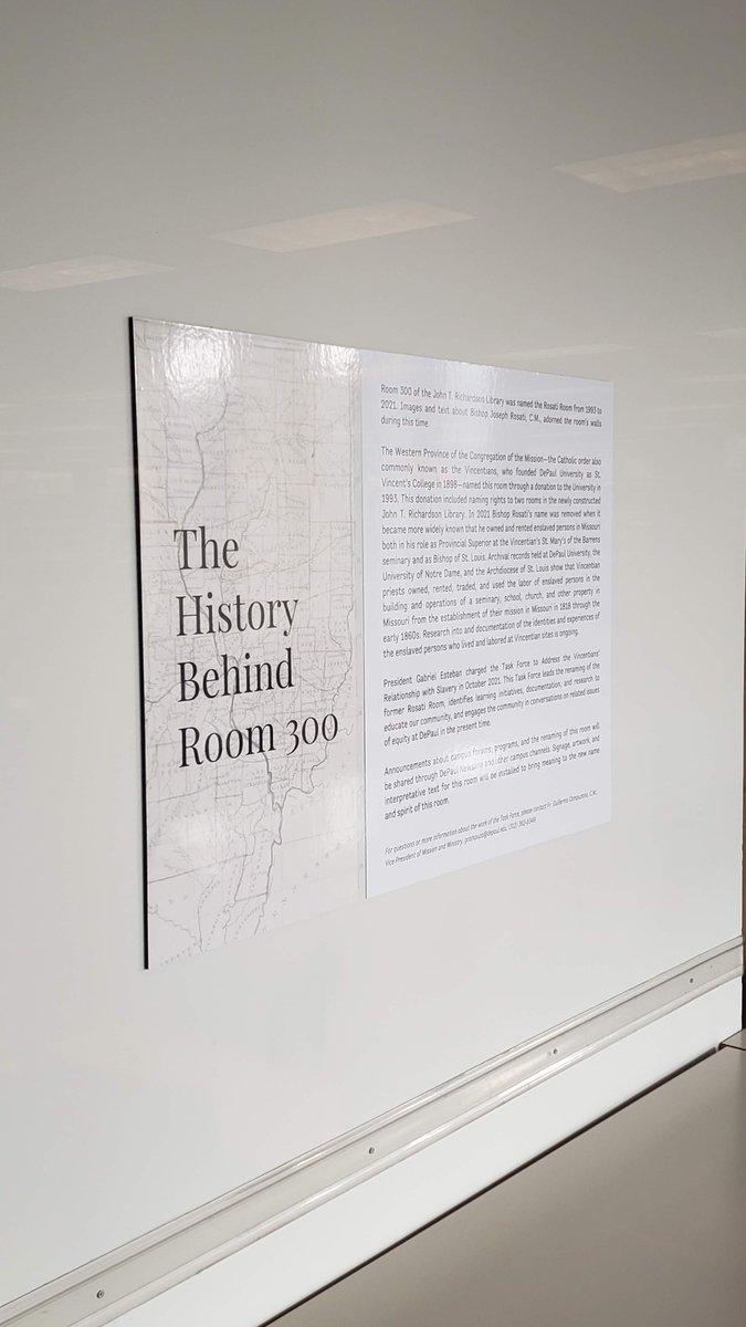 journo_cam's tweet photo. Many of the Vincentians were trained at St. Mary’s of the Barrens, which also was built using the labor of people that they, namely, Bishop Joseph Rosati, enslaved. In 2021, DePaul dropped Rosati’s name off two spaces on campus. https://t.co/FZ5wDq4yNc