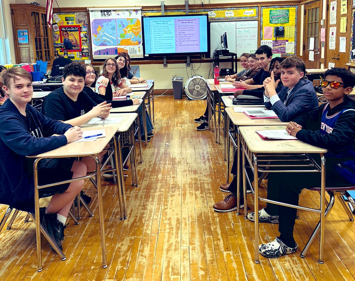 Mrs. Budd (@mrsbudd_ss8) on Twitter photo Debate Day in Social Studies! Students analyzed the dropping of the atomic bomb during WWII this week and had fun debating today. <a href="/WJHS75/">Terrence Thompson</a> <a href="/WCSDEmpowers/">WCSDEmpowers</a> <a href="/JennySchinella/">Jenny Schinella</a> Debate Day in Social Studies! Students analyzed the dropping of the atomic bomb during WWII this week and had fun debating today. <a href="/WJHS75/">Terrence Thompson</a> <a href="/WCSDEmpowers/">WCSDEmpowers</a> <a href="/JennySchinella/">Jenny Schinella</a>