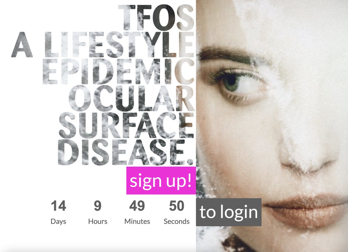 May 6-7: tfoslifestylereport.org

8 #TFOSLifestyle #OcularSurfaceDisease #DryEye reports: digital environment, contact lenses, cosmetics,  elective medications &amp; procedures, nutrition, environmental  conditions, lifestyle challenges,  societal challenges
#optometry #ophthalmology