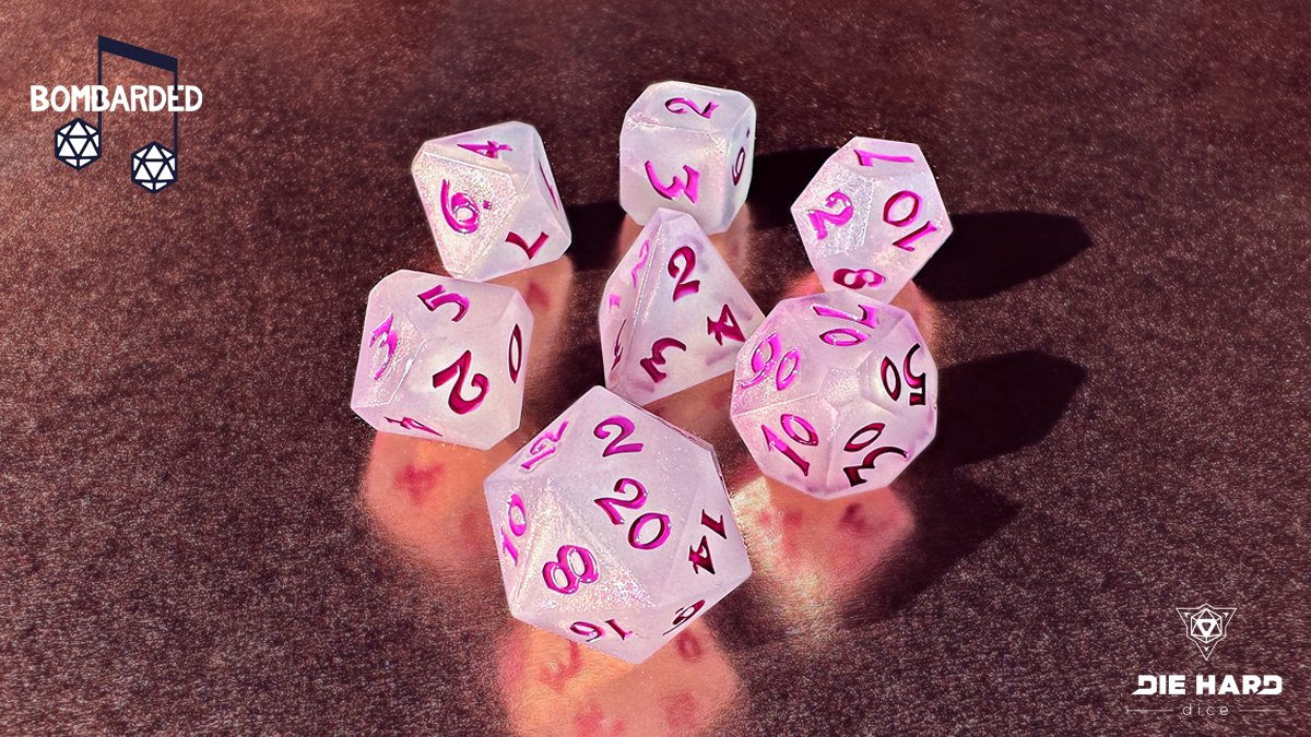 Take center stage and pull attention your way with Rock 'n Rollers, a #Dicefiliate set made in collaboration with <a href="/bomBARDedcast/">bomBARDed</a>! Available exclusively at #CastleDieHard, these dice are sure to get all eyes on you. 

Disclaimer: we are not responsible for any monster attacks 🥁