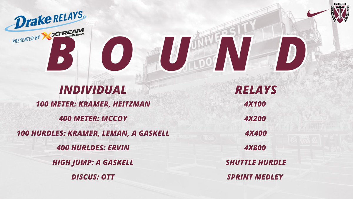 Our 2023 <a href="/DrakeRelays/">Drake Relays</a> Qualifying Events!!

#GreatnessOverComfort