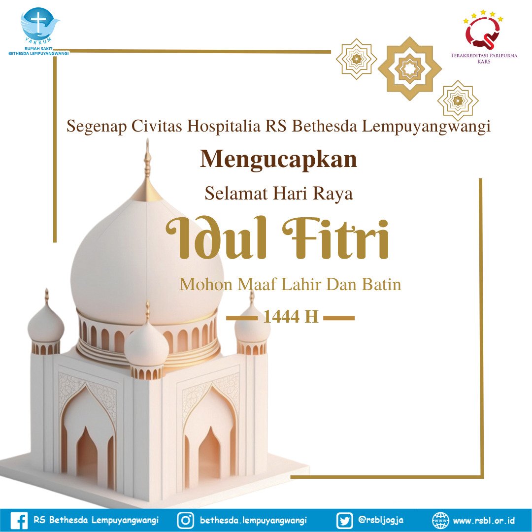 rsbljogja's tweet photo. Selamat Hari Raya Idul Fitri 1444 H
Mohon maaf lahir dan batin
#idulfitri 
#eidmubarak https://t.co/OprYZJhdVx