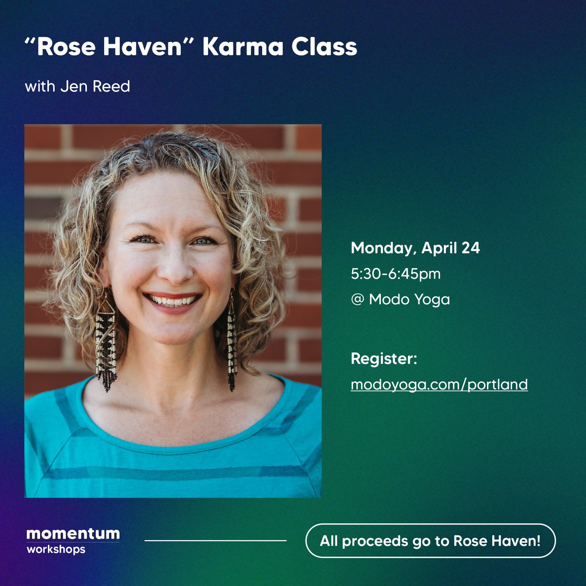 Monday, April 24th, join our very own Jen Reed for a donation based, 75 minute Modo Flow class benefiting Rose Haven Day Shelter!

Sign up via the class schedule, and Venmo @ModoYogaPortland with your donation. Can't wait to see you on your mat!