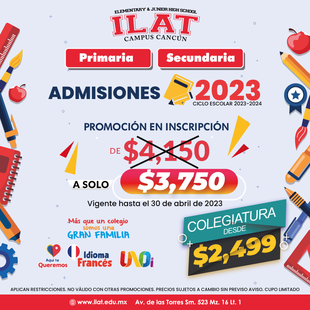 EspacioNoticias's tweet photo. 👉🗣#FamiliaILAT Pregunta por la promoción exclusiva que tenemos para ti por ser parte de nuestra institución.

Tienes hasta el 30 de abril para adquirirla.

Cupo Limitado
https://t.co/gaOSnGxac0

#ILAT #Educación #AquíTeQueremos #FamiliaILAT #PrimariaYSecundaria https://t.co/9Yzr1vHx3H