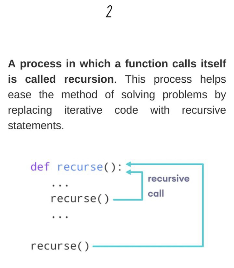 TutorialsZoom's tweet image. Recursion in Python
#PythonRecursion
#RecursiveFunctions
#CodingInPython
#PythonProgramming
#AlgorithmDesign
#DataStructures
#TechTalks
#ProgrammingLanguages
#AIandMachineLearning
#CodingCommunity
#STEMeducation
#PythonTips #CodeNewbie #ComputerScience101 #LearnToCode