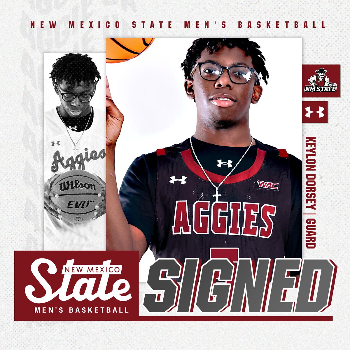 NMStateMBB's tweet photo. Signed. Sealed. Delivered.🔒

@Thekeylondorsey is officially an AGGIE!🔥

📰 | https://t.co/wXcOoCIr3K

#AggieUp https://t.co/TeHDLQsVE9