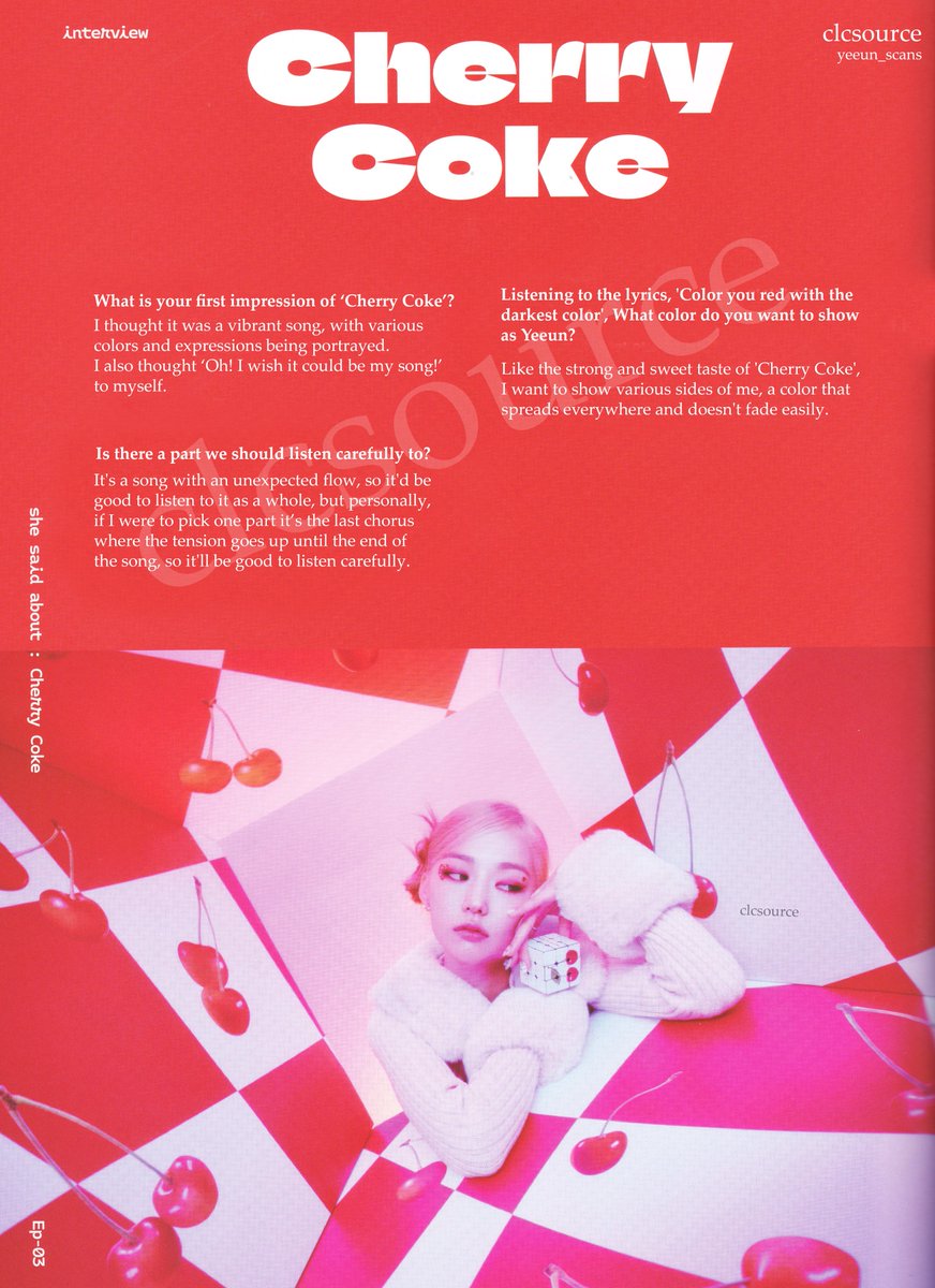 clcsource's tweet photo. [#YEEUN_SCANS] #The_Beginning  

Ep.01-03 Interview [ENG]

01. Solo 
02. Strange Way to Love
03. Cherry Coke

@superbellcom #yeeun #씨엘씨 #CLC #예은 #장예은 #JANGYEEUN #Cherry_Coke #체리콕 #CLC_SCANS https://t.co/pIR4Zchj4A