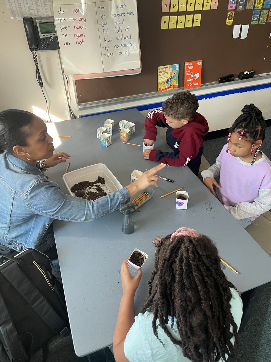 BCSDCentral's tweet photo. To celebrate Earth Day Ms Fisher  and Ms Kovach’s class recycled milk containers and planted marigolds. Mrs. Martin helped us plant. I hope we have some green thumbs. Tomorrow is Earth Day, do something good for the world. https://t.co/A8slLhDedv