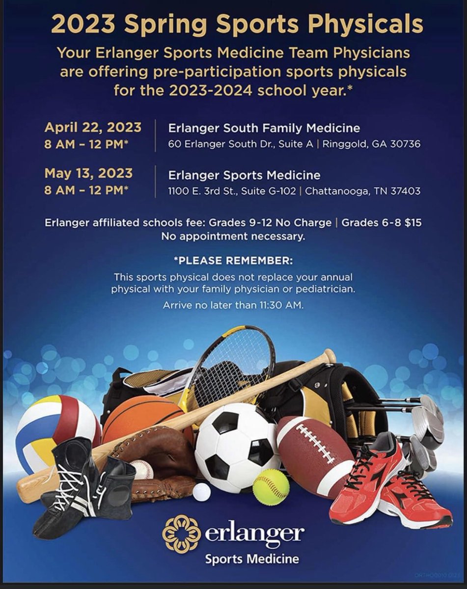 Free Sports Physicals for all Ridgeland Athletes! These are good for the entire school year next year!