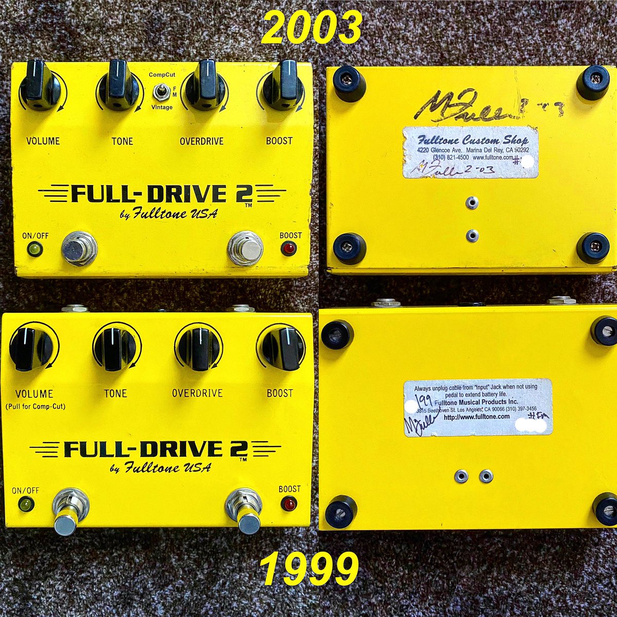 k01asayan's tweet photo. fulltone fulldrive2 Ferrari yellow
の1999年と2003年
1999年は中低域がスッキリ
2003年はVintageモードが中低域があり粘りもあり好み
#fulltone
#fulldrive2
#ferrariyellow
#fulltonefulldrive https://t.co/y1fPjJEhXw