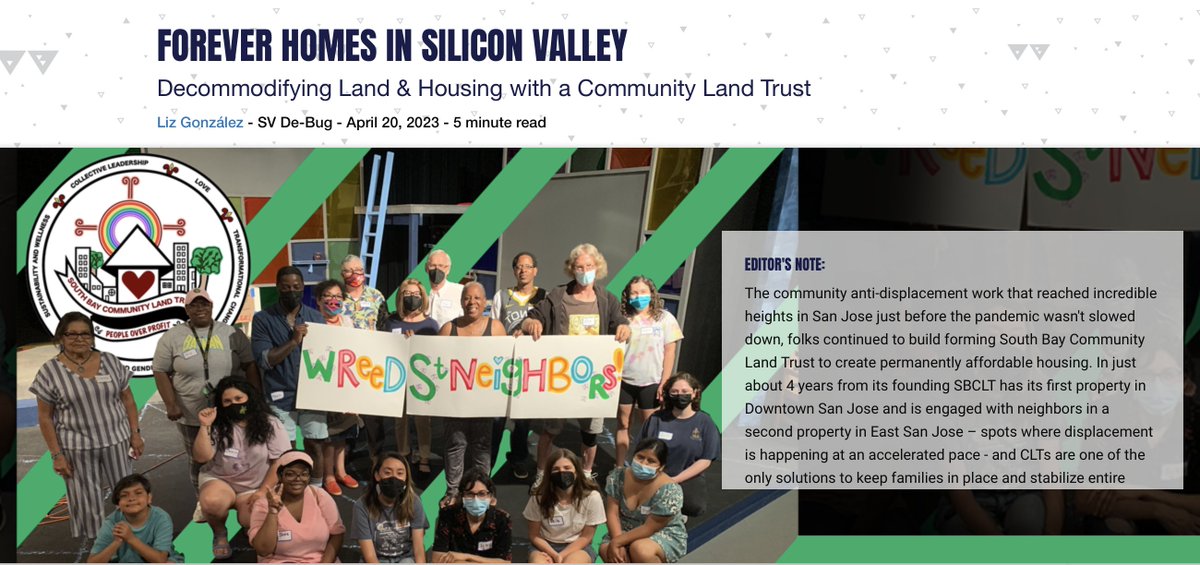 svdebug's tweet photo. Folks who said #FueraGoogle didn't stop organizing when @CityofSanJose sold public land to #Google - who as of TODAY halted construction in downtown - we formed the South Bay Community Land Trust to permanently house & benefit our people.
Story of SBCLT:
https://t.co/HPYrMvnxir https://t.co/uuDVfAp45j