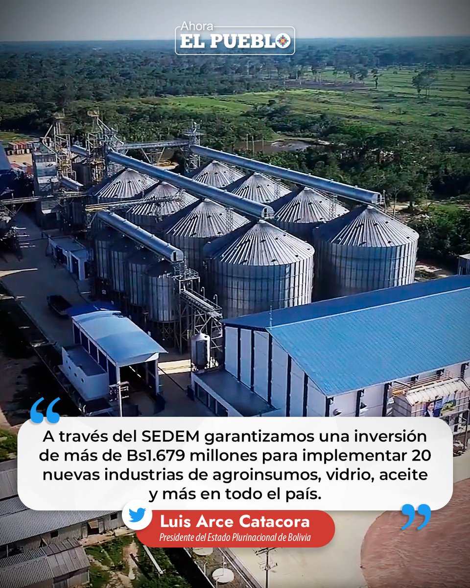 ahora_elpueblo's tweet image. #LoDijoAsí | 🔵  Mediante sus cuentas oficiales, el presidente #LuisArce resaltó su compromiso con el pueblo boliviano e informó que la inversión que está haciendo el Gobierno, a través del #SEDEM, en la construcción de 20 nuevas industrias supera los Bs1,6 millones.