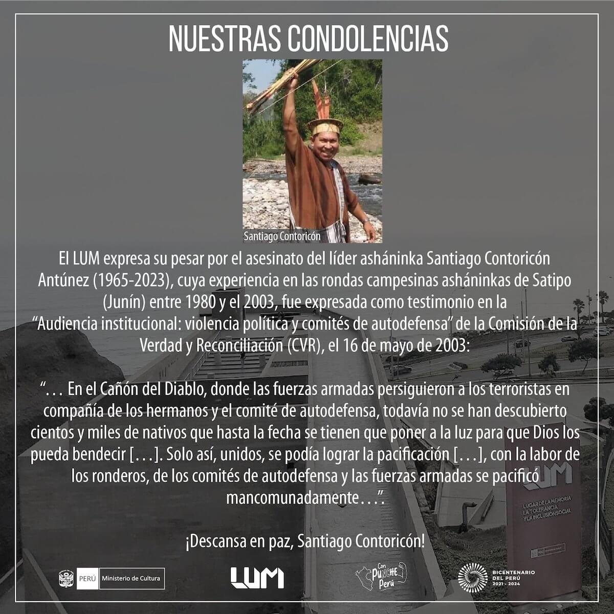 Ojo_Publico's tweet photo. 📍 El Lugar de la Memoria [@LUMoficial] recuerda el importante papel que cumplió el líder asháninka como parte de los comités de autodefensa.

#TerritorioAmazonas
👉https://t.co/ECAO0LcZcI https://t.co/brofs8gtJ1