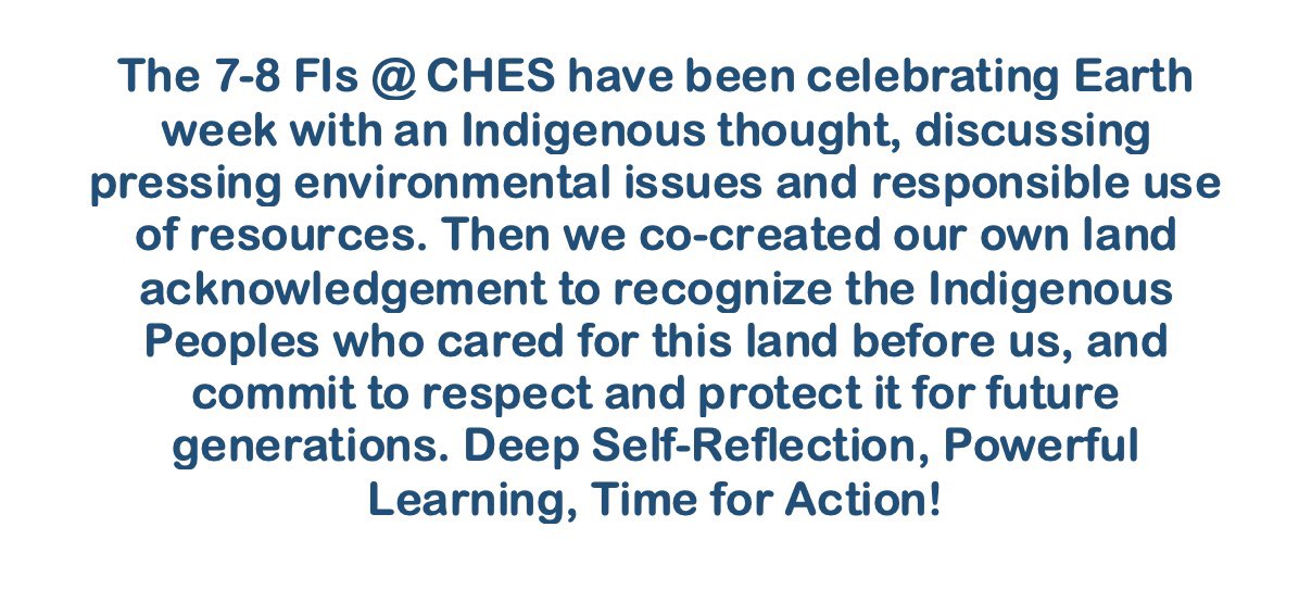 Rebecca Moise (@teachermoise) on Twitter photo The 7-8 FIs <a href="/ches_school/">Centennial Hylands Elementary School</a> have been celebrating Earth week with an Indigenous Thought, deep self-reflection, and a meaningful call to action. Happy Earth Day! The 7-8 FIs <a href="/ches_school/">Centennial Hylands Elementary School</a> have been celebrating Earth week with an Indigenous Thought, deep self-reflection, and a meaningful call to action. Happy Earth Day!