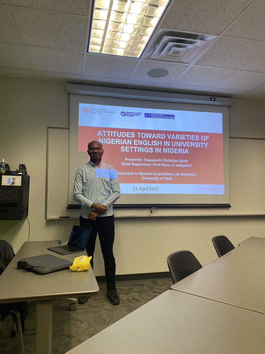 I am thrilled to have been invited to present an aspect of my PhD research at the University of Utah. It was a fruitful discussion on sociolinguistics in Nigeria.