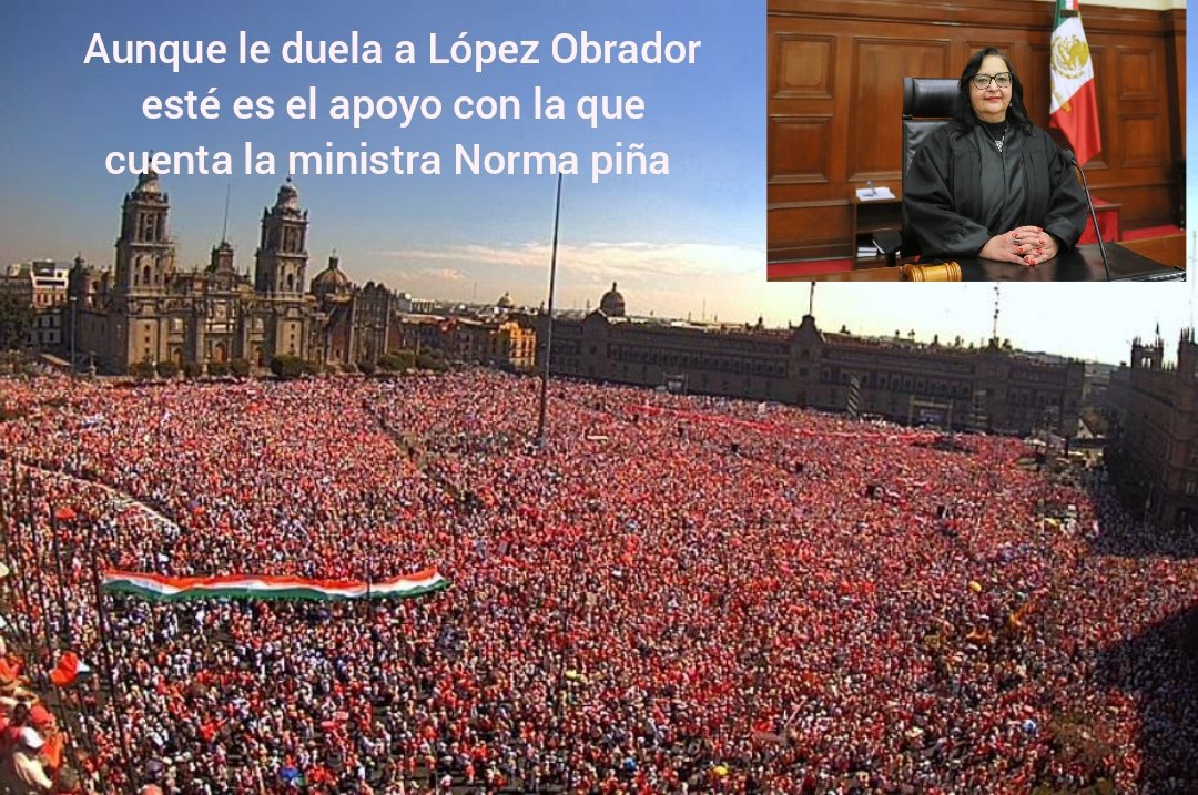 Este es el apoyo con el que cuenta la ministra Norma Piña,en contra de los ataques de un presidente desquiciado y agresivo 

Yo como ciudadano mexicano apoyo a la ministra Norma piña

Y digo si a la división de poderes