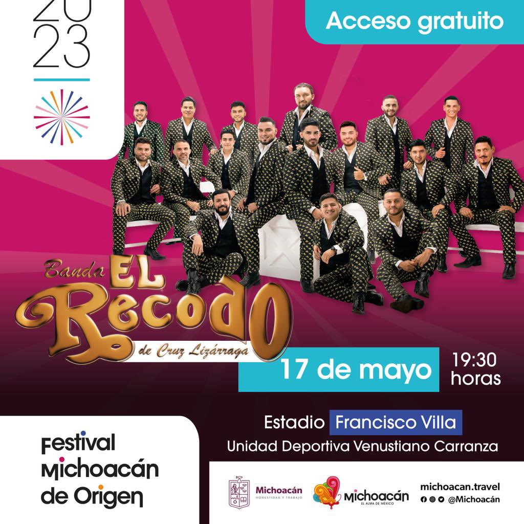 ElRecodoOficial's tweet photo. MORELIA, MICHOACÁN nos vemos el próximo 1️⃣7️⃣ de mayo en el Festival Michoacán de Origen. ¡Vamos a armar la gran pachanga! #iUUU 🤠 https://t.co/LuM98LqzU4