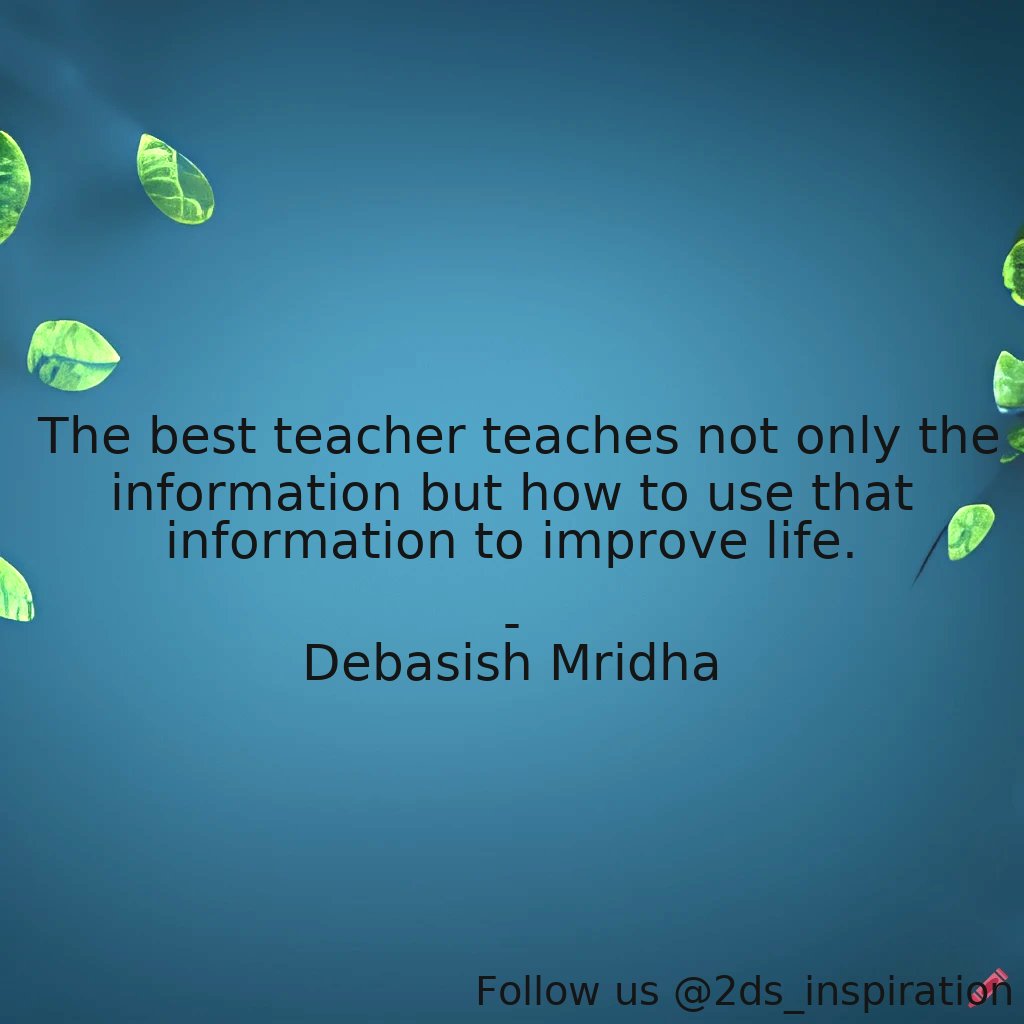Author - Debasish Mridha

#35143 #quote #bestteacher #debasishmridha #debasishmridhamd #howtouseinformation #improvelife #inspirational #philosophy #quotes