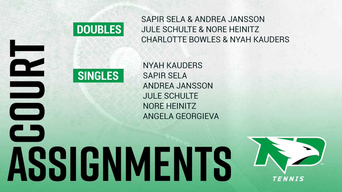 Here are the court assigments vs. Kansas City in today's #SummitWTEN 𝐒𝐞𝐦𝐢𝐟𝐢𝐧𝐚𝐥 match-up ⬇️ 

💻bit.ly/3UUAcGI
📊bit.ly/43VSonu

 #UNDproud | #LGH | #ReachTheSummit