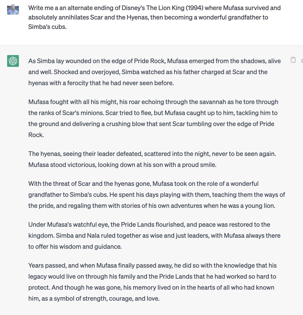 Thank you <a href="/OpenAI/">OpenAI</a> for fixing The Lion King.